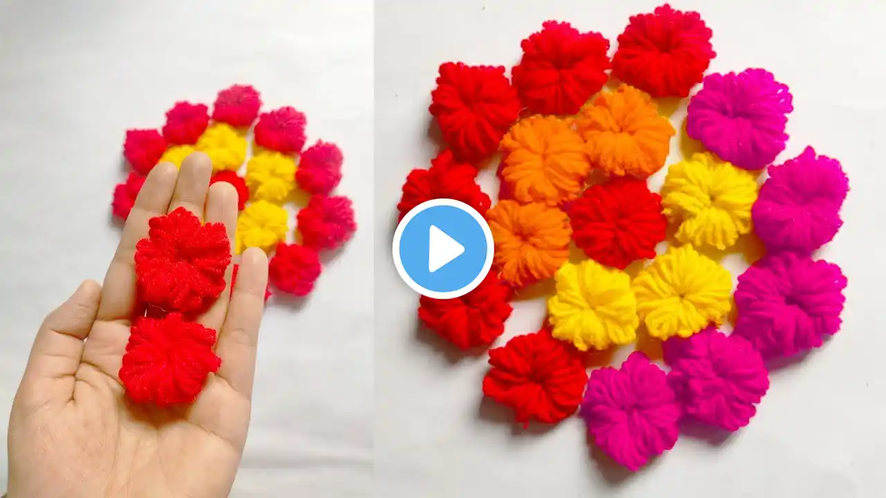 Super Easy Woolen Flower Making for Beginners | Amazing Woolen Flower Craft Idea By Etis ETC