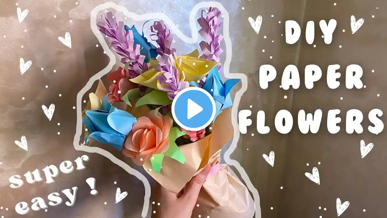 DIY  PAPER FLOWER BOUQUET 💐 fun things to do when you're bored   !!