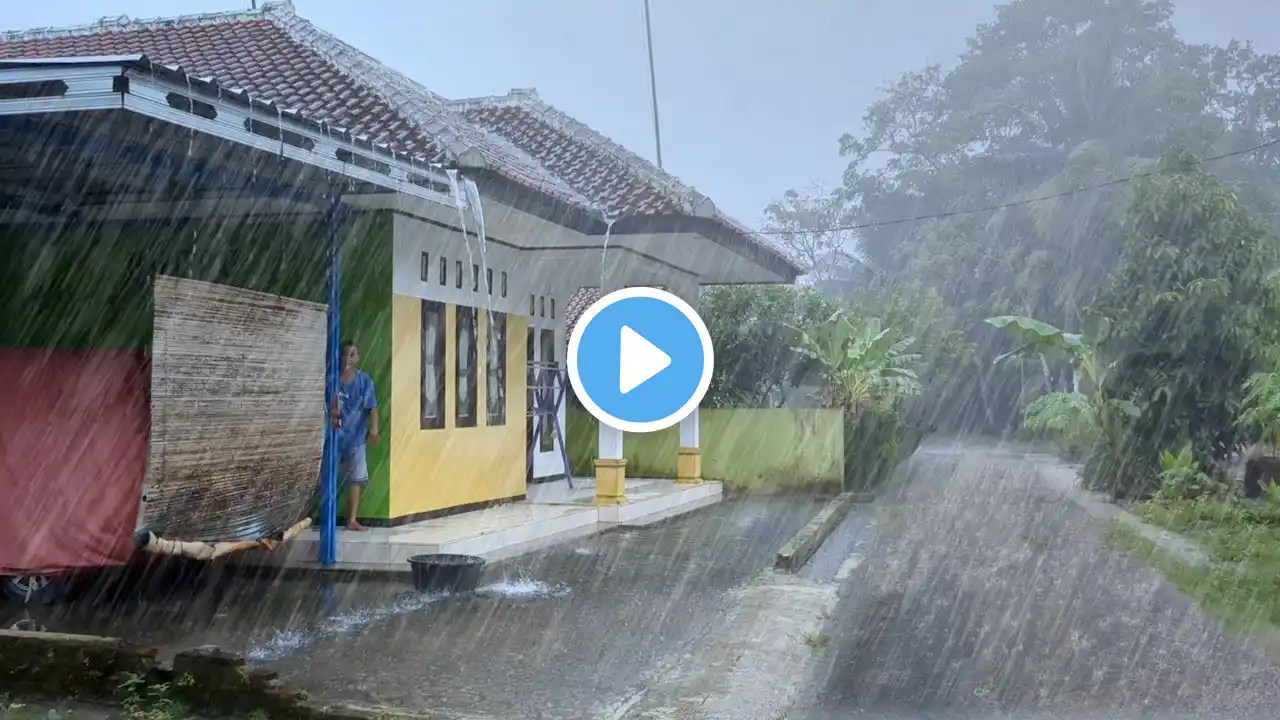 Terrible Thunderstorm! ⚡🌧️ Extreme Rain and Lightning in a Quiet Village | Rain Drum