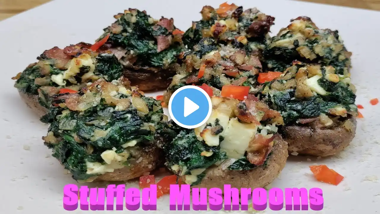 Shallot, Spinach and Feta Cheese Stuffed Mushrooms that you will Enjoy. Best Appetizer