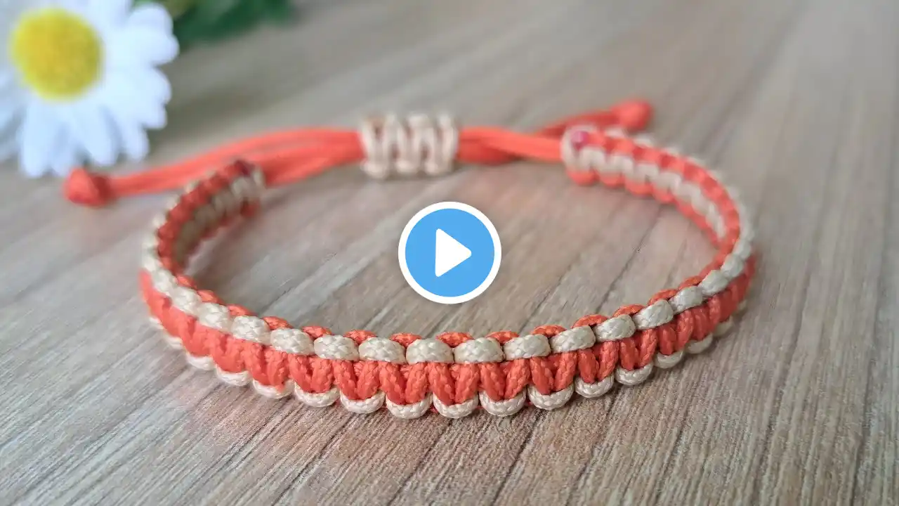 Two-Colored Bracelet Using Square Knot with Two Different Color Cords|Easy Tutorial Bracelet Making