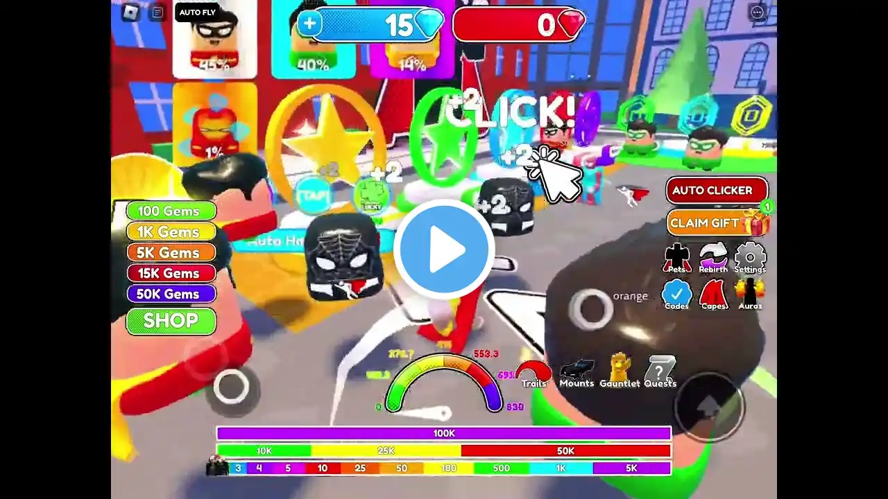 Becoming the ultimate superhero in superhero race clicker