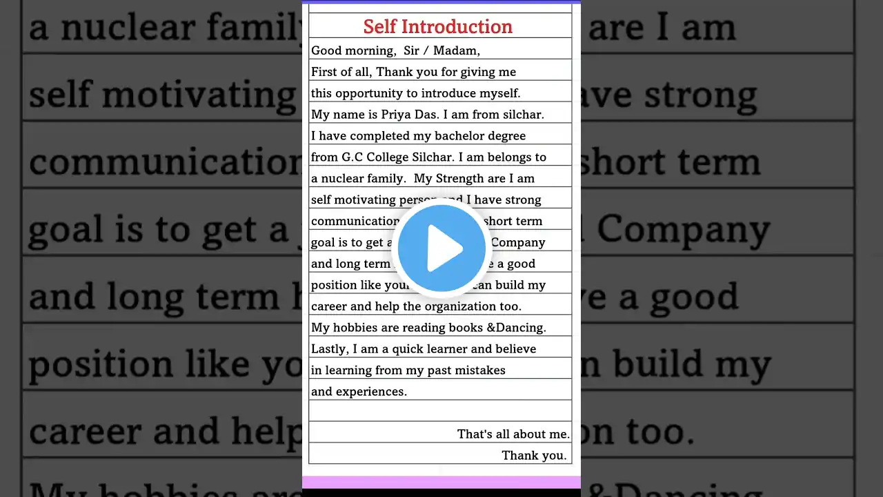 Self Introduction in English | introduce yourself in english #shorts #trending