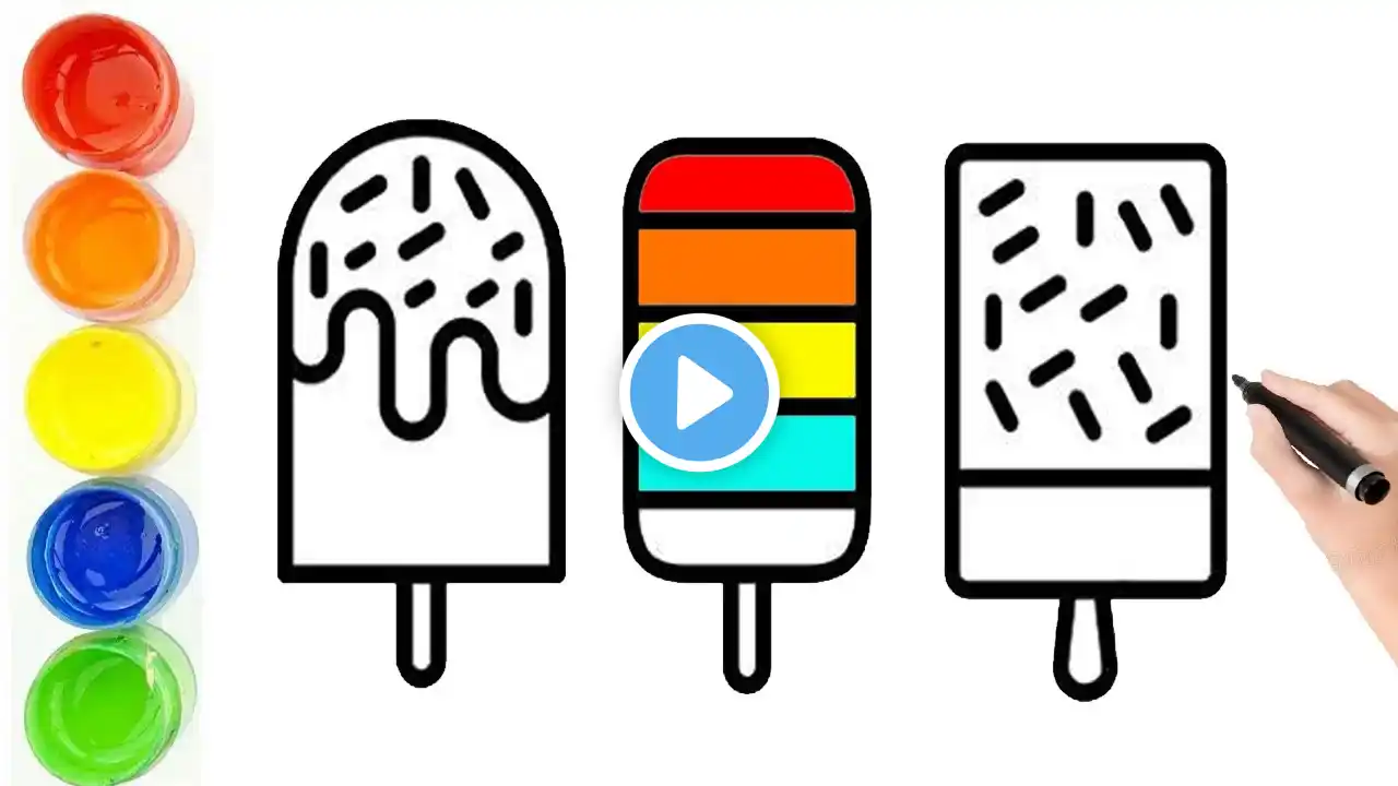 Ice Cream Drawing Painting and Coloring For Kids || How To Draw An Ice Cream