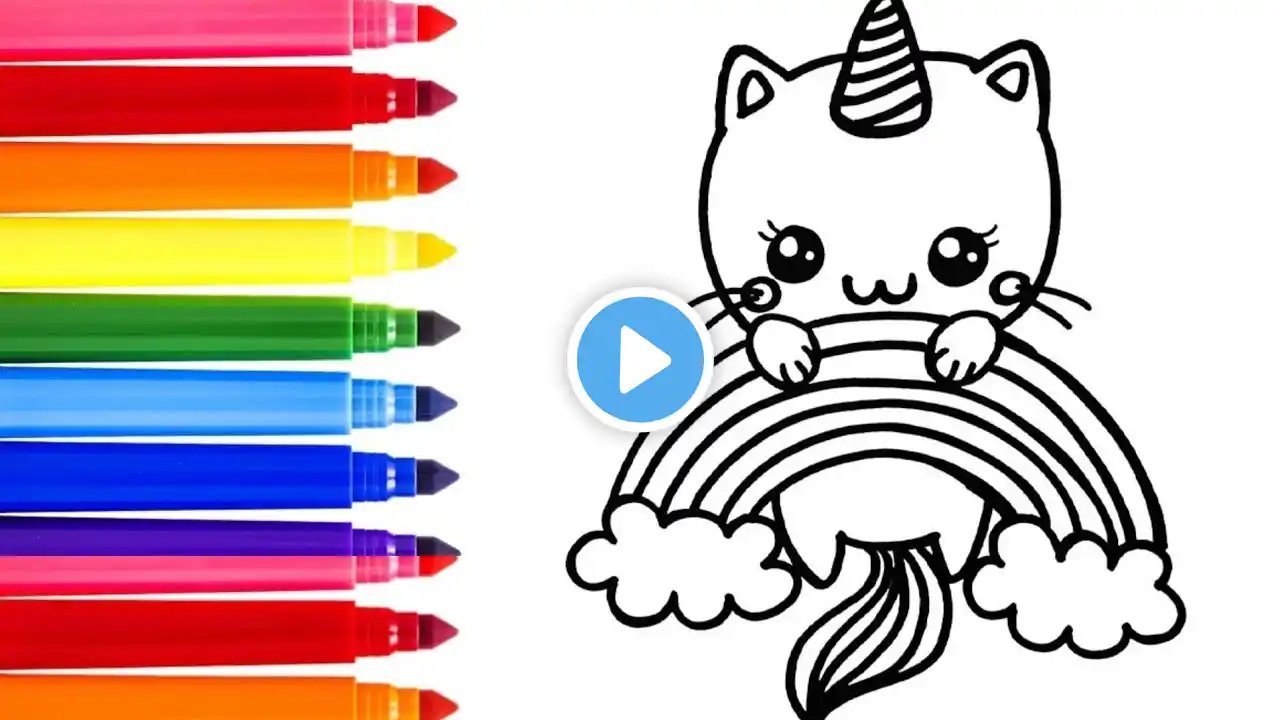 Draw and Color a Unicorn Cat 🐱🦄💝🌈 Drawings for Kids