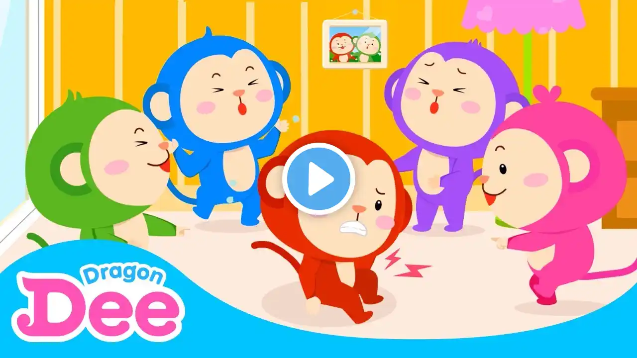 Five Little Monkeys | Dragon Dee Nursery Rhymes & Kids Songs