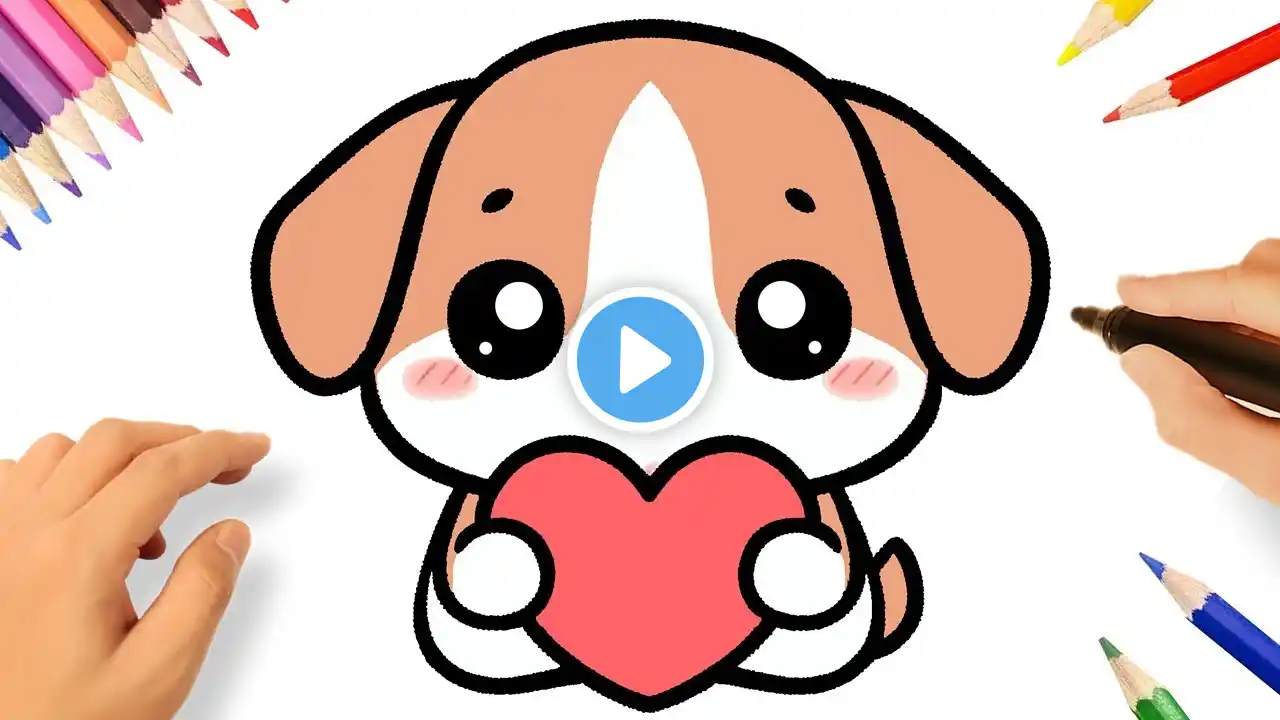 HOW TO DRAW A PUPPY DOG KAWAII EASY 🐶