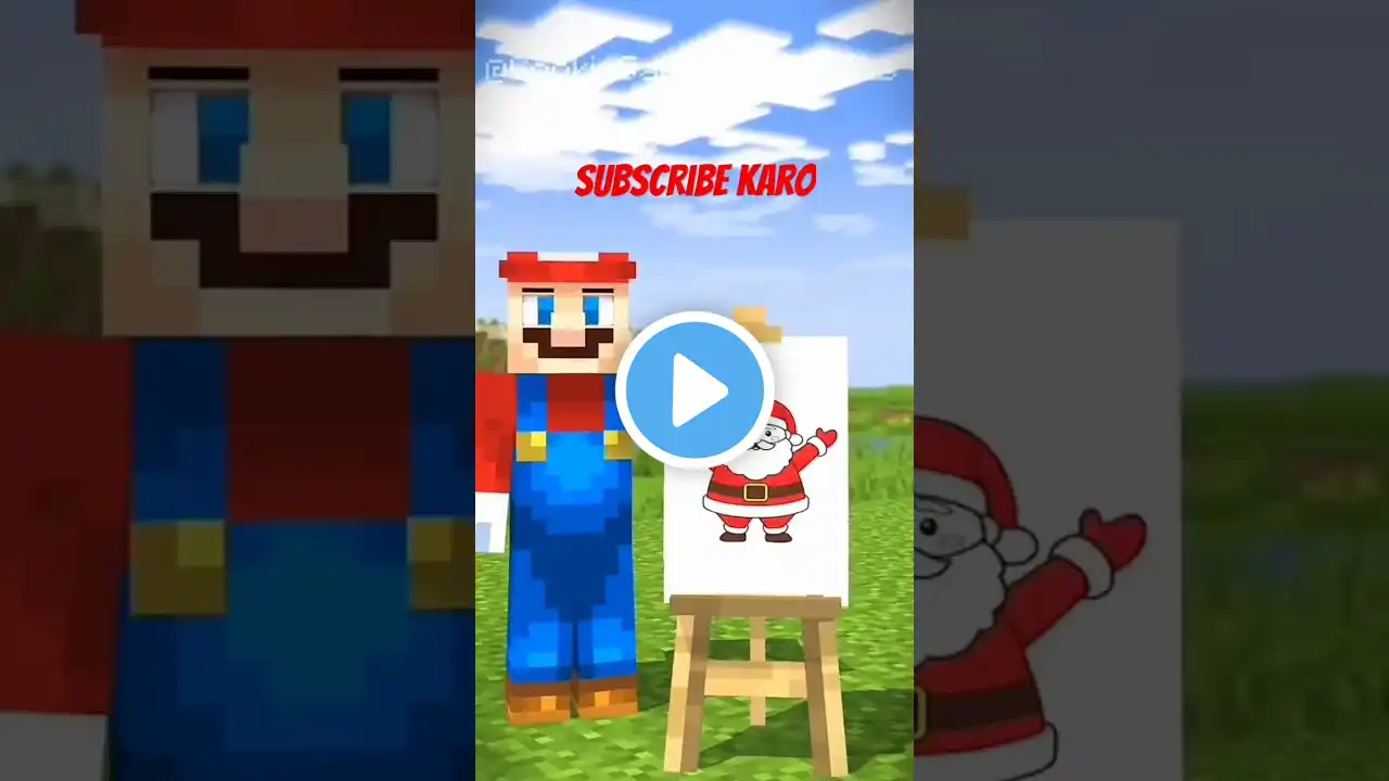 HELP Herobrine DRAW Santa VS Spiderman VS Barbie VS Mario (Bones - Imagine Dragons) #shorts #santa