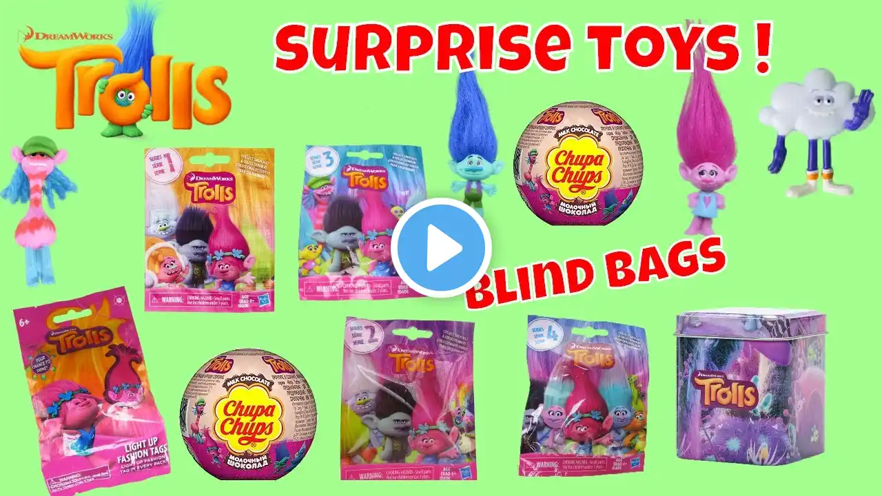 Dreamworks Trolls Surprise Toys Blind Bags Opening Series 5 4 3 2 1 Chupa Chups Tins Kids Fun