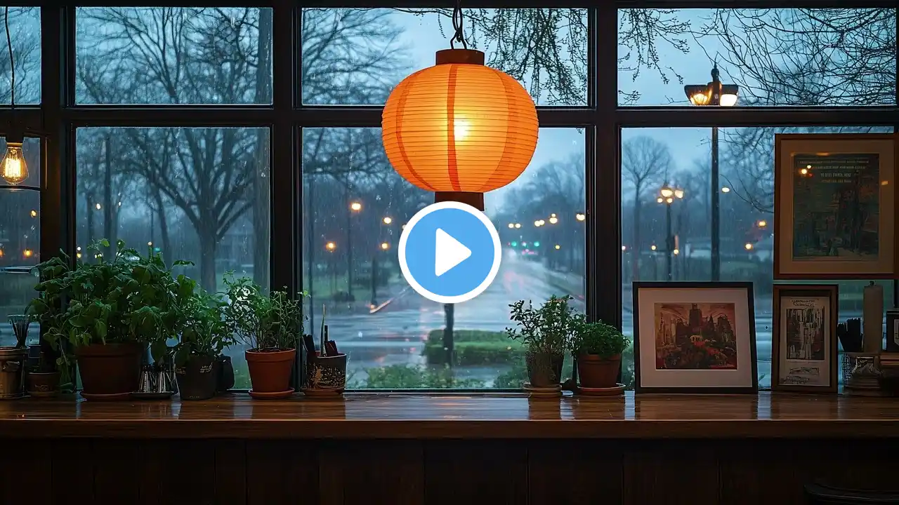 Cozy Rainy Café Ambience | Relaxing Jazz & Rain Sounds | Smooth Piano & Saxophone for Focus & Sleep