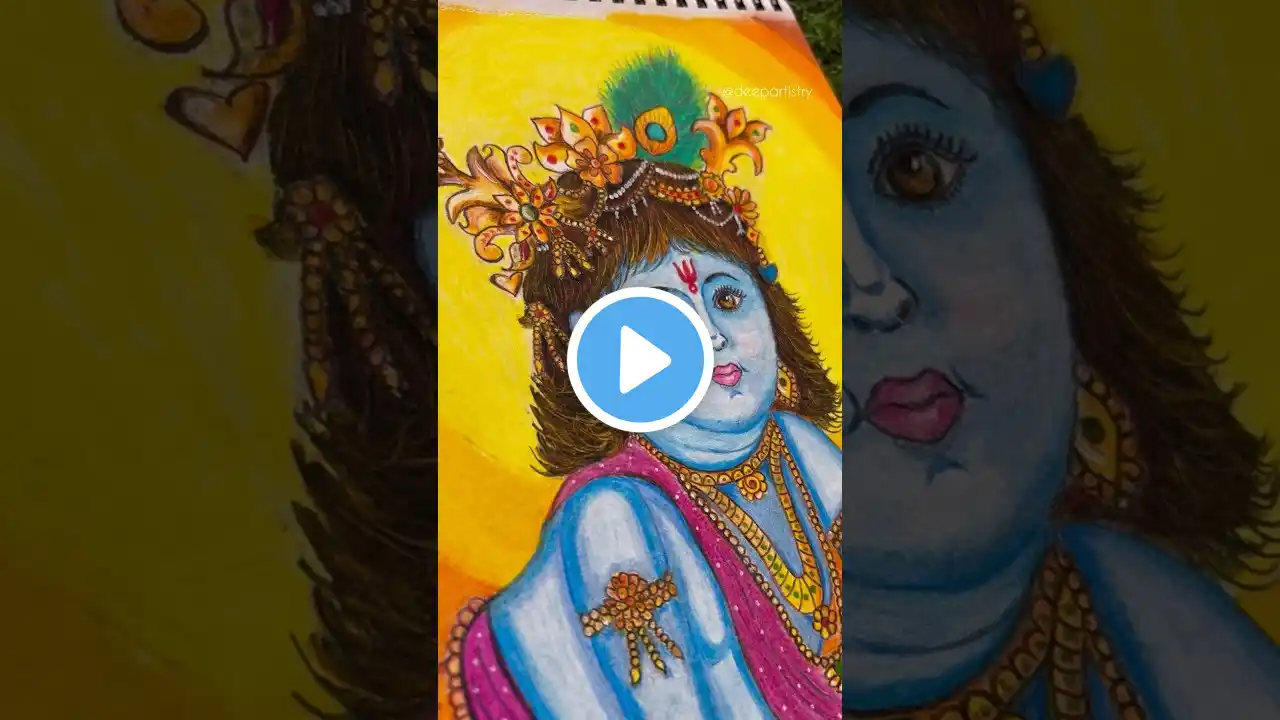 Krishna ji drawing with oil pastel 😍🌸✨🦚🪈#art #drawing #oilpastel #shorts