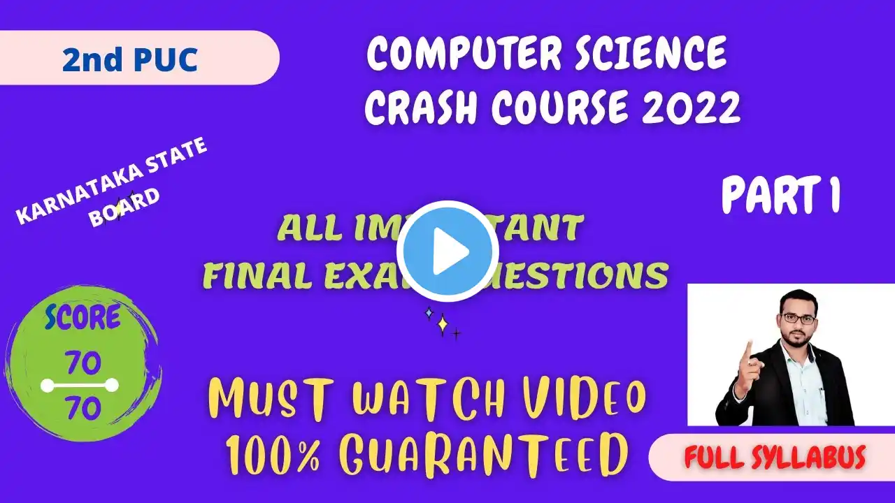 2nd PUC Computer Science Crash Course 2022 Karnataka | 100% Sure | Part 1 | Shah Sir Classes