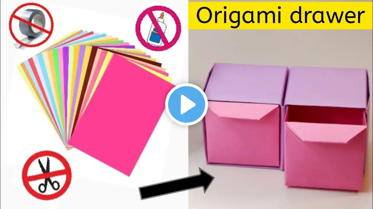 DIY paper drawer|Easy origami paper drawer|Easy origami box|No glue paper craft|School craft ideas