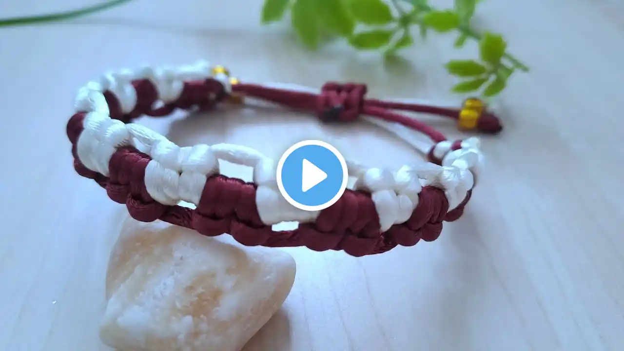 How to Make Double Lark's Head Knot Macrame Bracelet Two Color | DIY Macrame Bracelet♥️