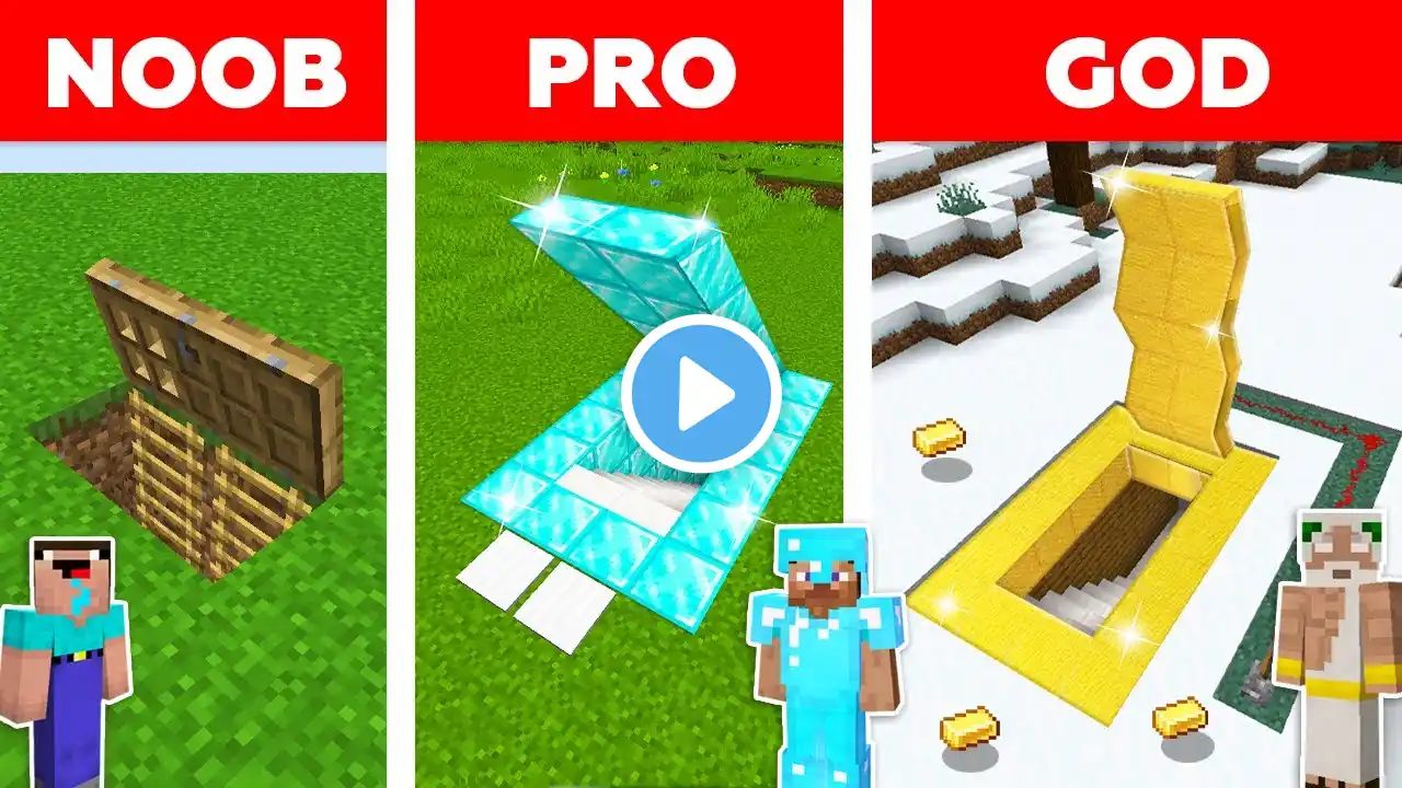 Minecraft NOOB vs PRO vs GOD : SECRET BASE CHALLENGE in minecraft / Animation