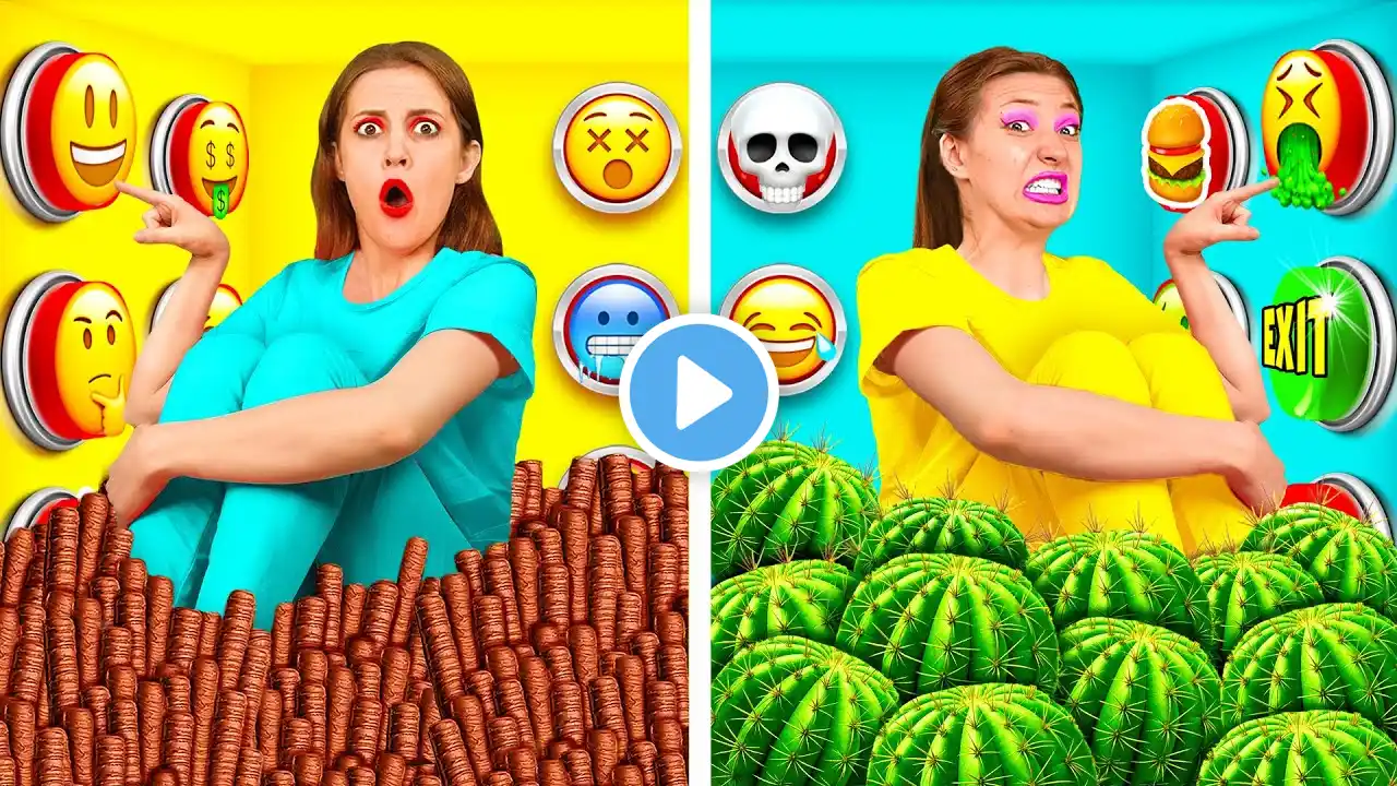 1000 Mystery Buttons Challenge Only 1 Lets You Escape | Funny Food Challenges by DaGaDa