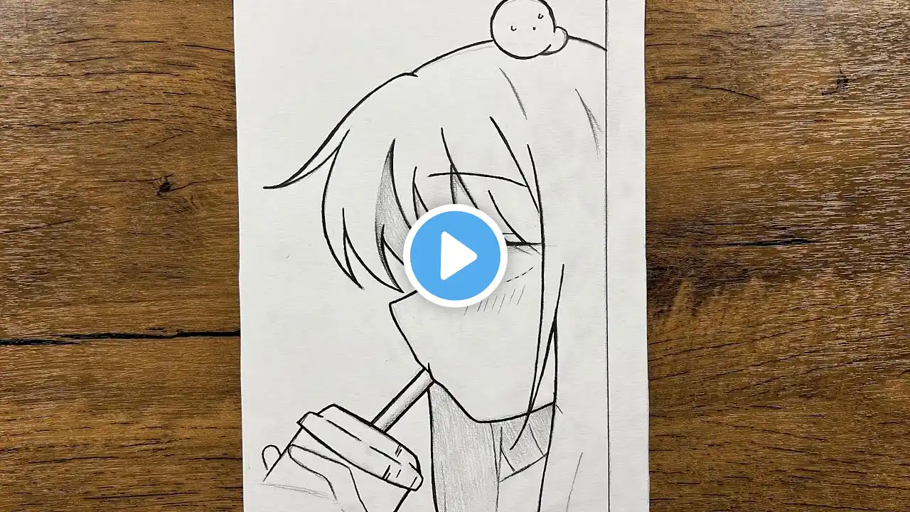 Anime girl drawing | How to draw anime girl drinking soda 🥤