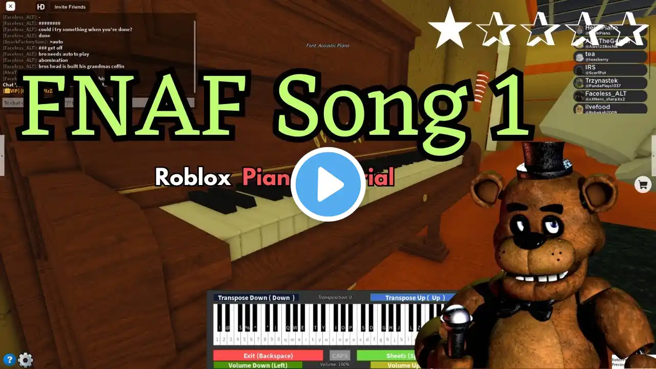 The Living Tombstone - FNAF Song 1 (VERY EASY Roblox/Virtual Piano Tutorial) SHEETS IN DESCRIPTION