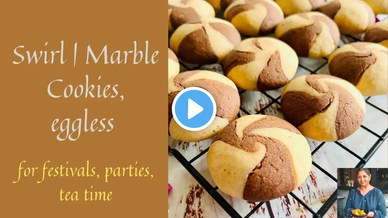 SWIRL COOKIES | MARBLE COOKIES | CHOCOLATE VANILLA COOKIES, EGGLESS | HOW TO MAKE SWIRL COOKIES