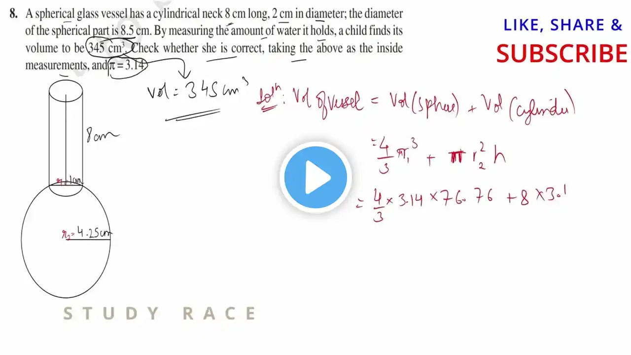 Q8 || Chapter 12 || Surface Areas and Volume || Class 10 || Exercise 12.2 || ex 12.2