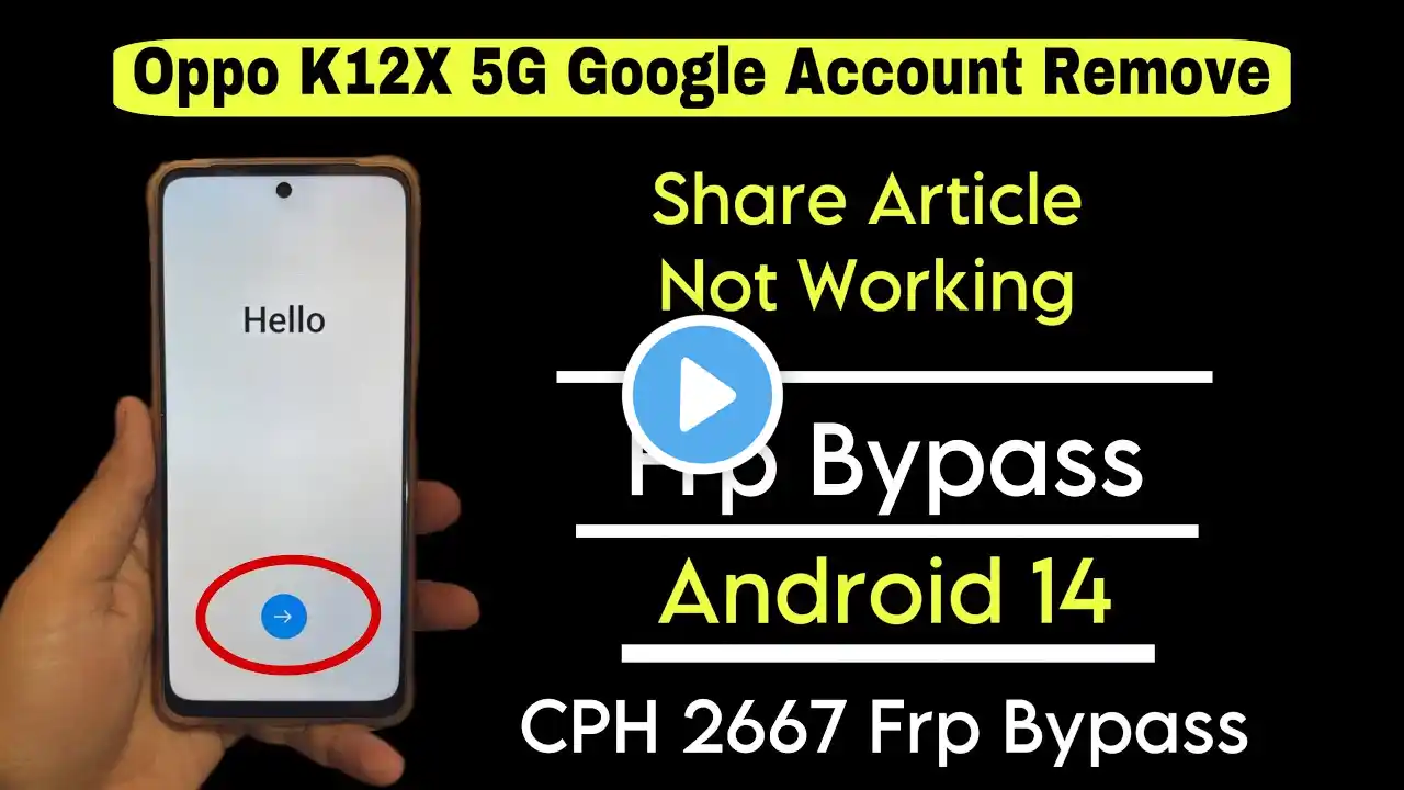 Oppo K12x 5G Frp Bypass Android 14 |Oppo CPH2667 Google Account Remove |Oppo K12x Remove Frp