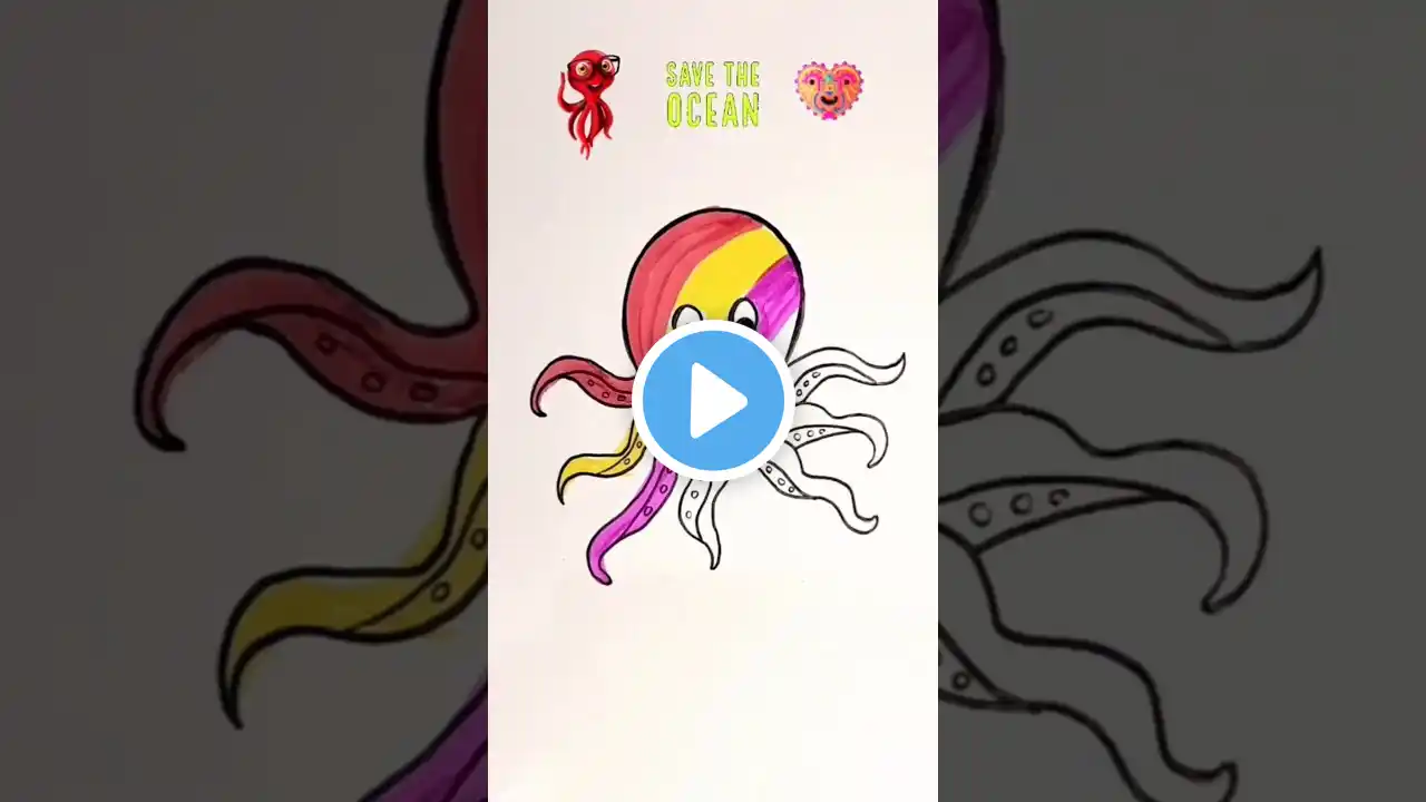 How To Draw Halloween Octopus 🦑🐙|#shorts #amazing #trending #satisfying