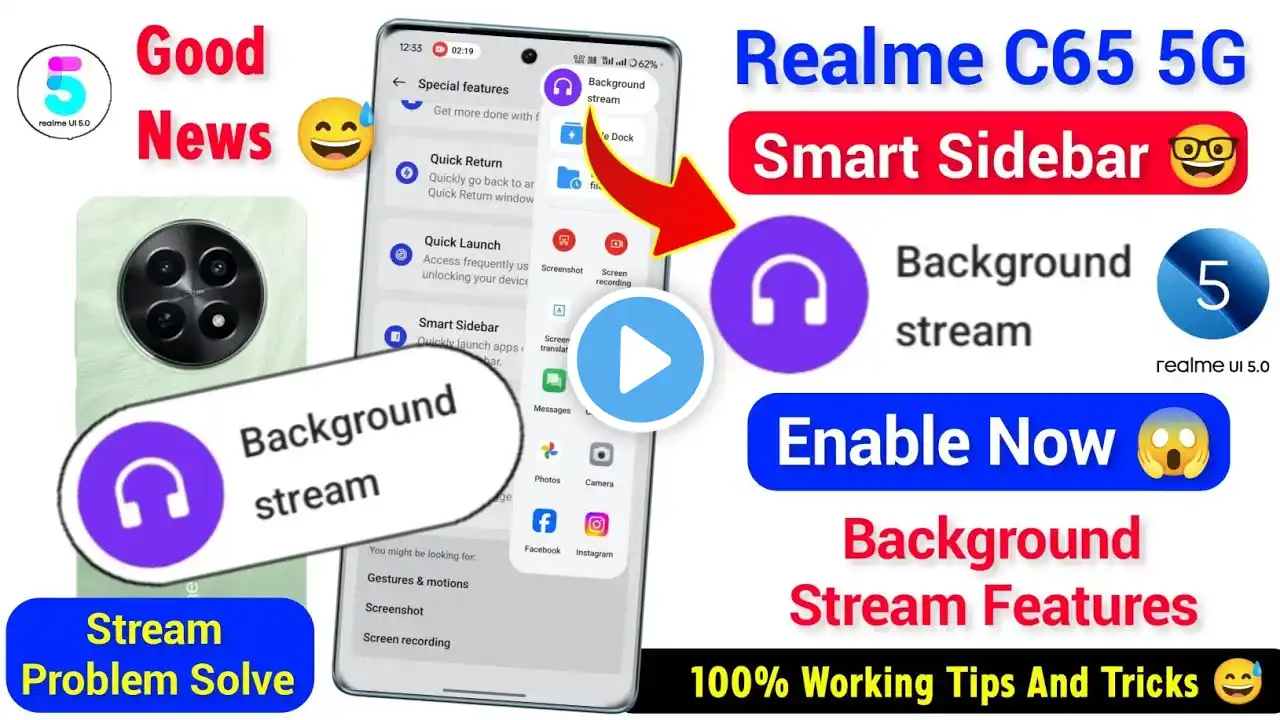 Realme C65 5g Background Stream Working Problem Solve | Enable Background Stream Features Realme C65