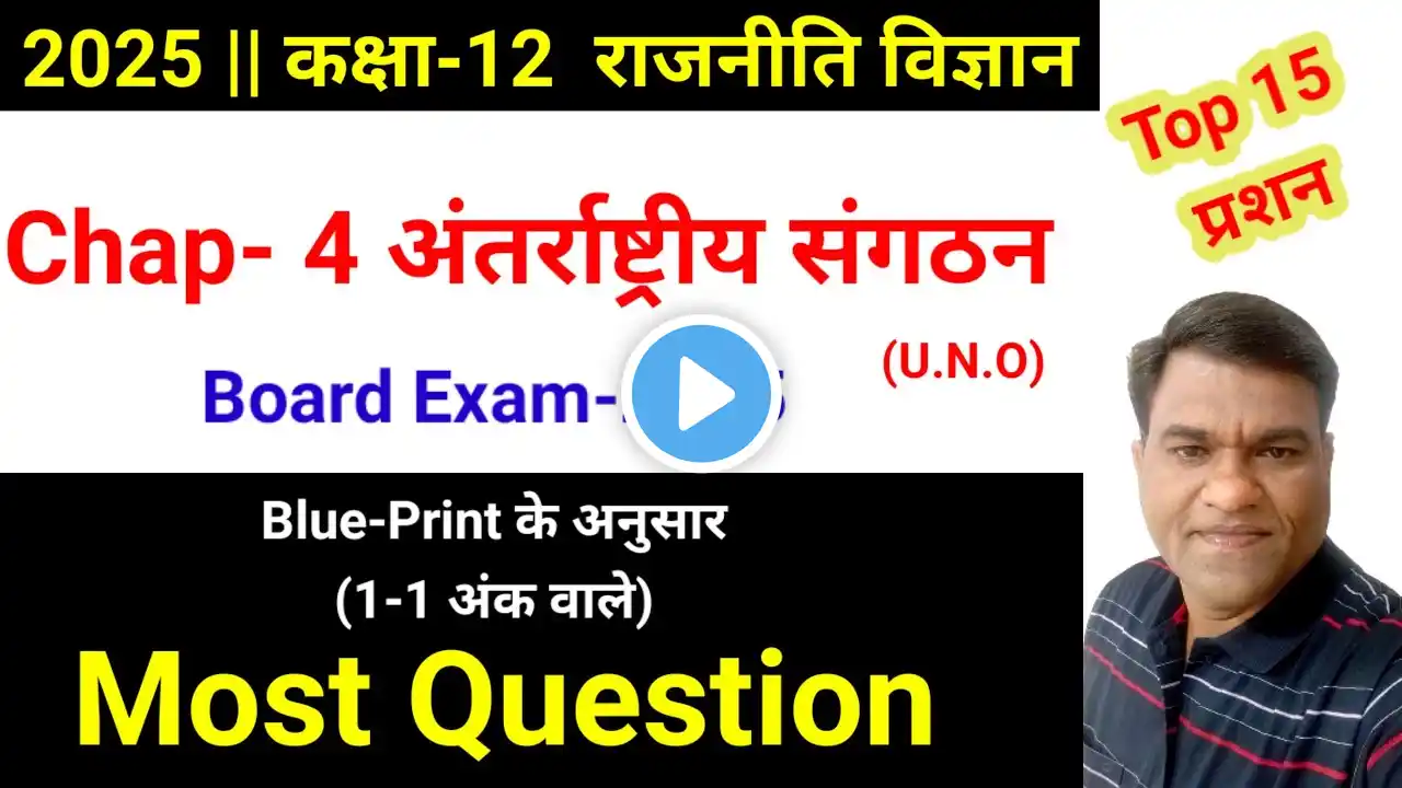 Class12 political science chapter-4 अंतर्राष्ट्रीय संगठन || important question || short mcq