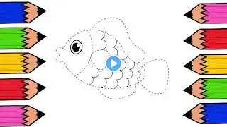 π Rainbow Fish Drawing and Coloring with Glitter | Fun and Easy Video for Kids | Lemon Arts