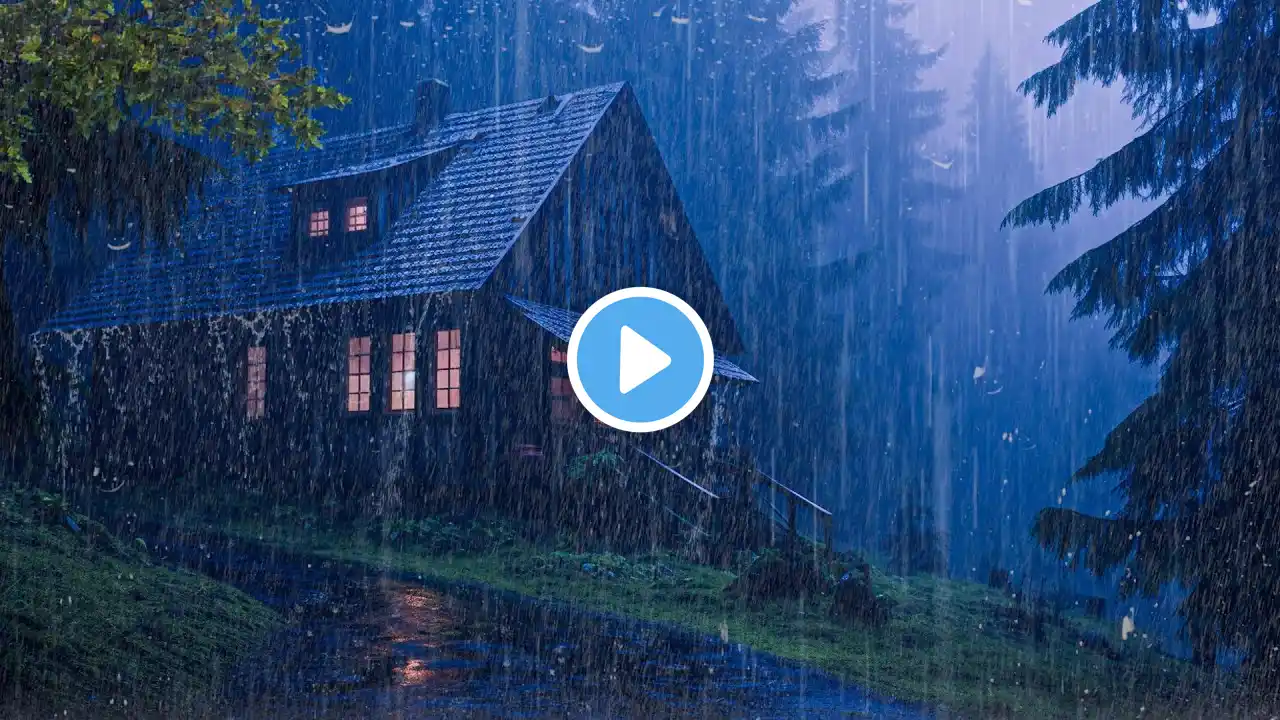 Goodbye Insomnia With Heavy Rain Sound | Rain Sounds On Old Roof In Foggy Forest At Night