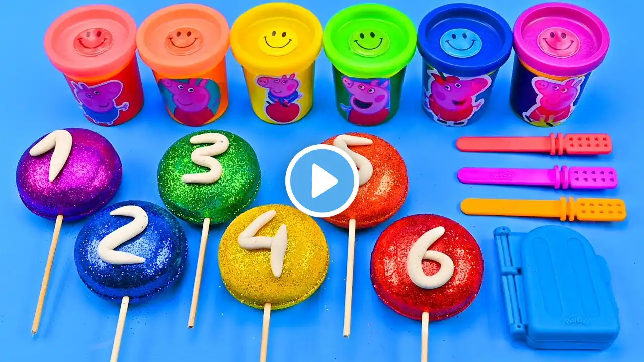 Satisfying Video l How To Make Ice Cream Stick With Playdoh Glitter Lollipop Cutting ASMR | Zic Zic