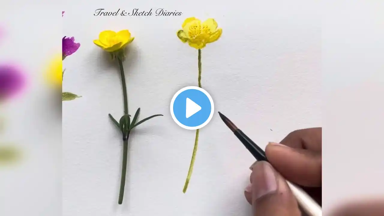 Easy Flower | water colour painting #art #shorts #flowers #drawing #status #diy #nature #watercolor