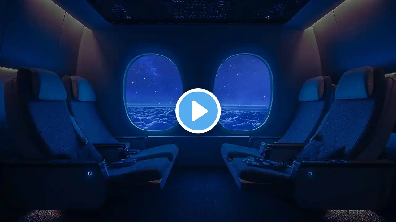 First Class Airplane Cabin Ambience at Night | Say Goodbye to Stress with Brown Noise | 10 Hours