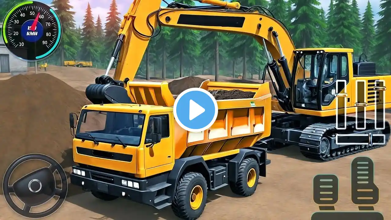 Uphill City Tunnel Construction Simulator 3D - JCB Snow Excavator Driving - Android Gameplay