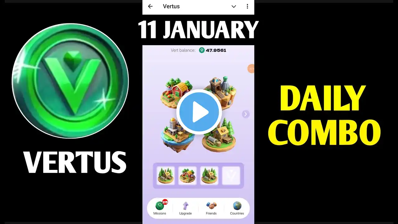 Vertus Combo Cards Today 12 January | Vertus Daily Combo | Vertus Combo Cards | Vertus Combo