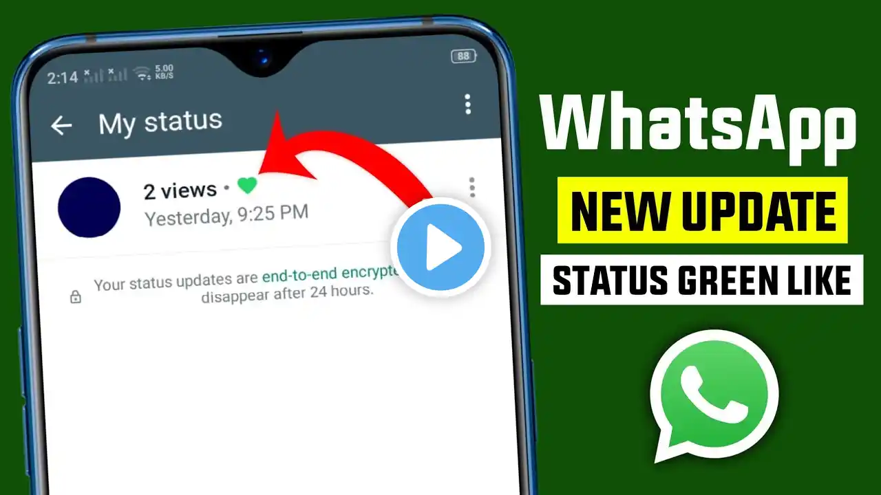 WhatsApp status like update || WhatsApp new update || Status green heart like update