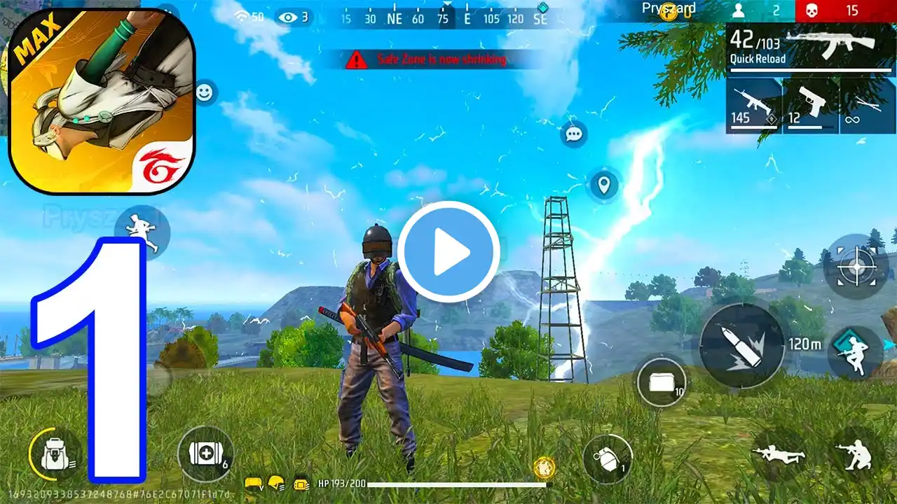 Free Fire MAX - Gameplay Part 1 Tutorial, Battle Royale, Solo Win (iOS, Android)