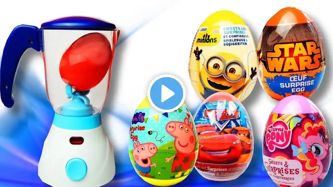 Toy Mixer Surprise Eggs Opening Minions Peppa Pig Star Wars MLP Disney Cars