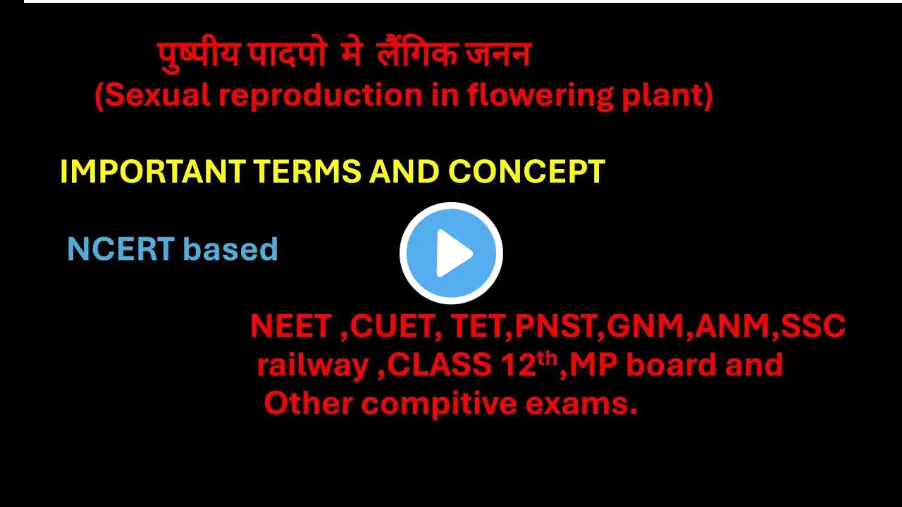 CLASS - 12th(Chapter-2) पुष्पीय पादपो मे लैंगिक जनन (Sexual reproduction in flowering plants)