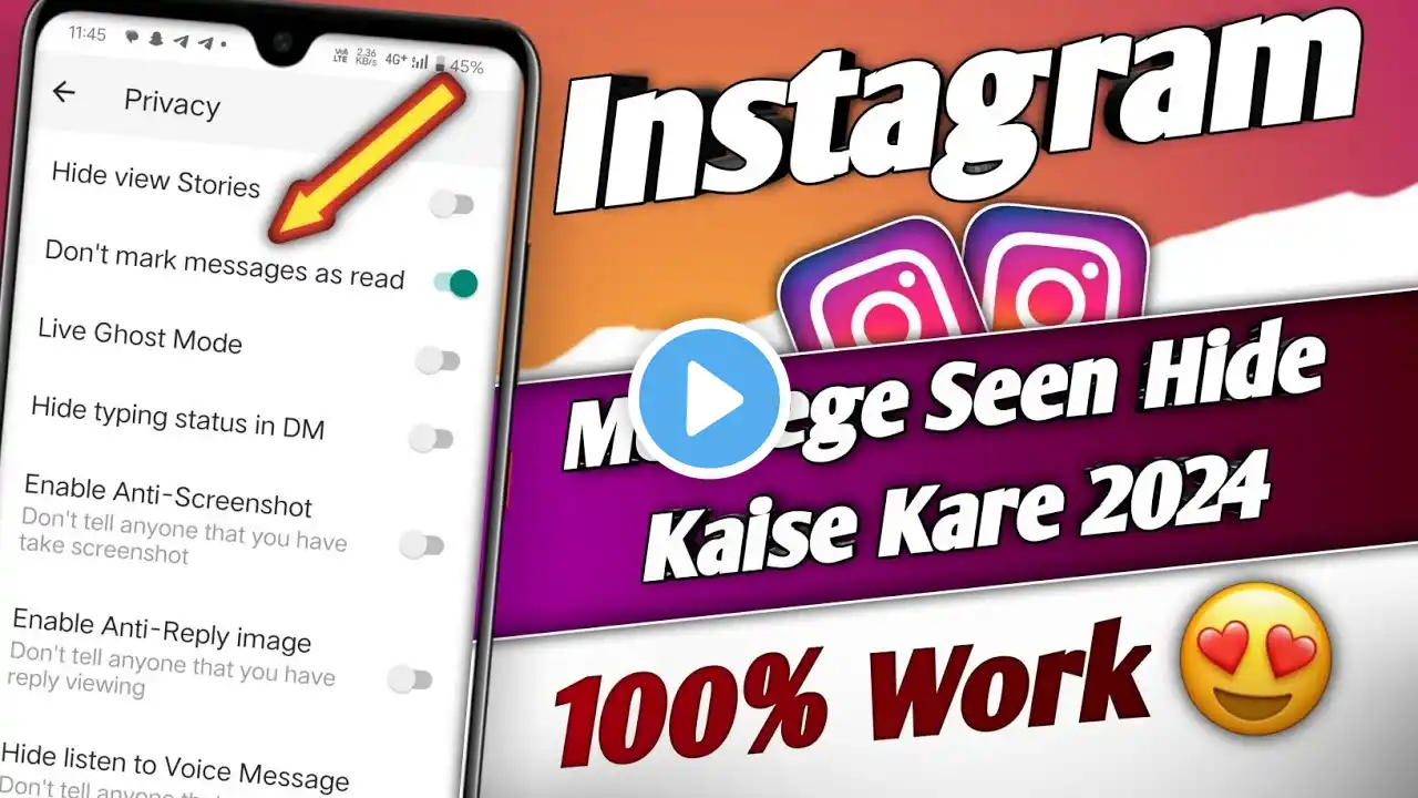 Instagram Me Message Seen Hide Kaise karen ( How To Hide Message Seen In Instagram 2024