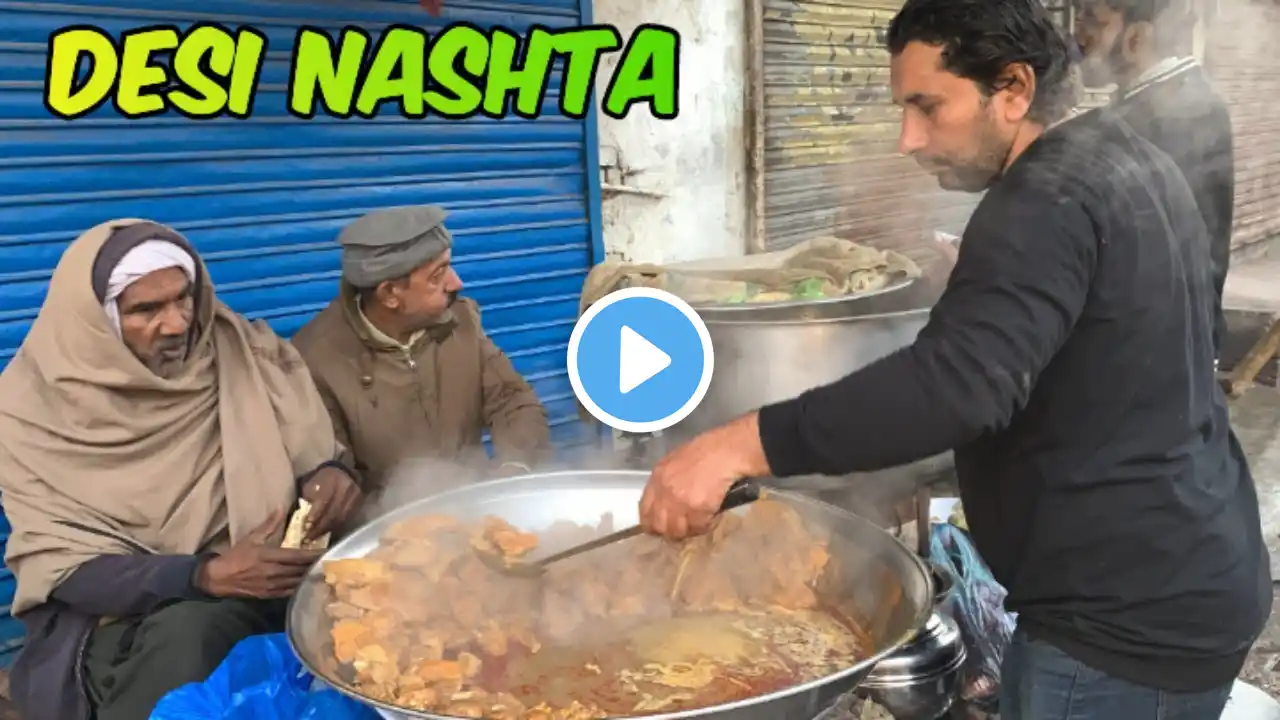 Only 50 Rs Desi Nashta Desi Murgh Salan Cheap Breakfast | Irani Siri Paye | Punjab Street Food