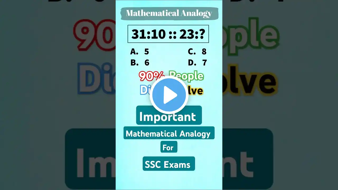 Q.13 Analogical Reasoning With Solution #shorts #ssc #maths #mathematics