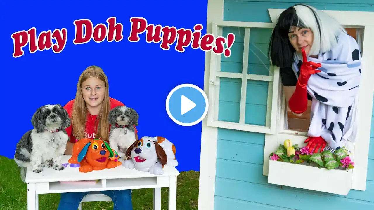 Assistant Searches the tunnels and box fort for Play Doh Puppies