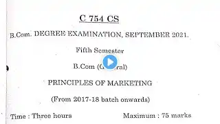 Principles of Marketing-5th semister(2021) for B.com(general)#pondicherry #portblair#questionpapers