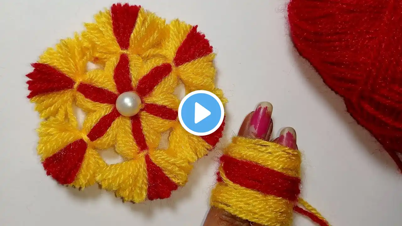 Amazing Craft Idea With Wool -Hand Embroidery Easy Trick-DIY Woolen Flower - Sewing Hack