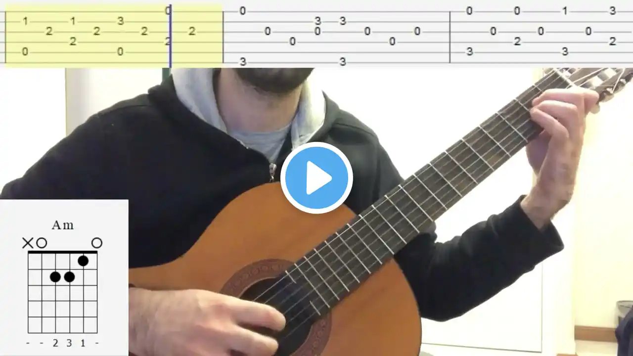 Ode to Joy Guitar Tutorial ๐ธ | Easy Melody + Chords + TABs on Screen!