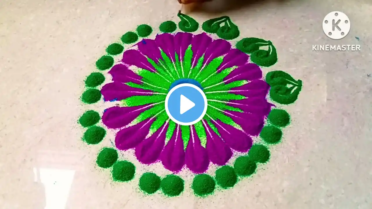 Easy Flower 🌹🌹 Rangoli Design For Navratri Rangoli Design Beautiful Flower Rangoli Design