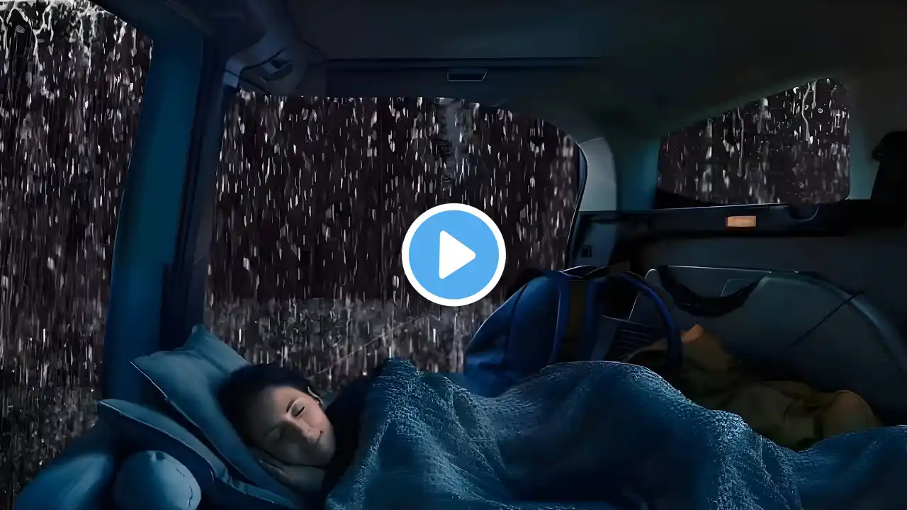 Sleep Instantly with Sound Rain & Thunder at Night - Rain Sounds on Window Car for Deep Sleep