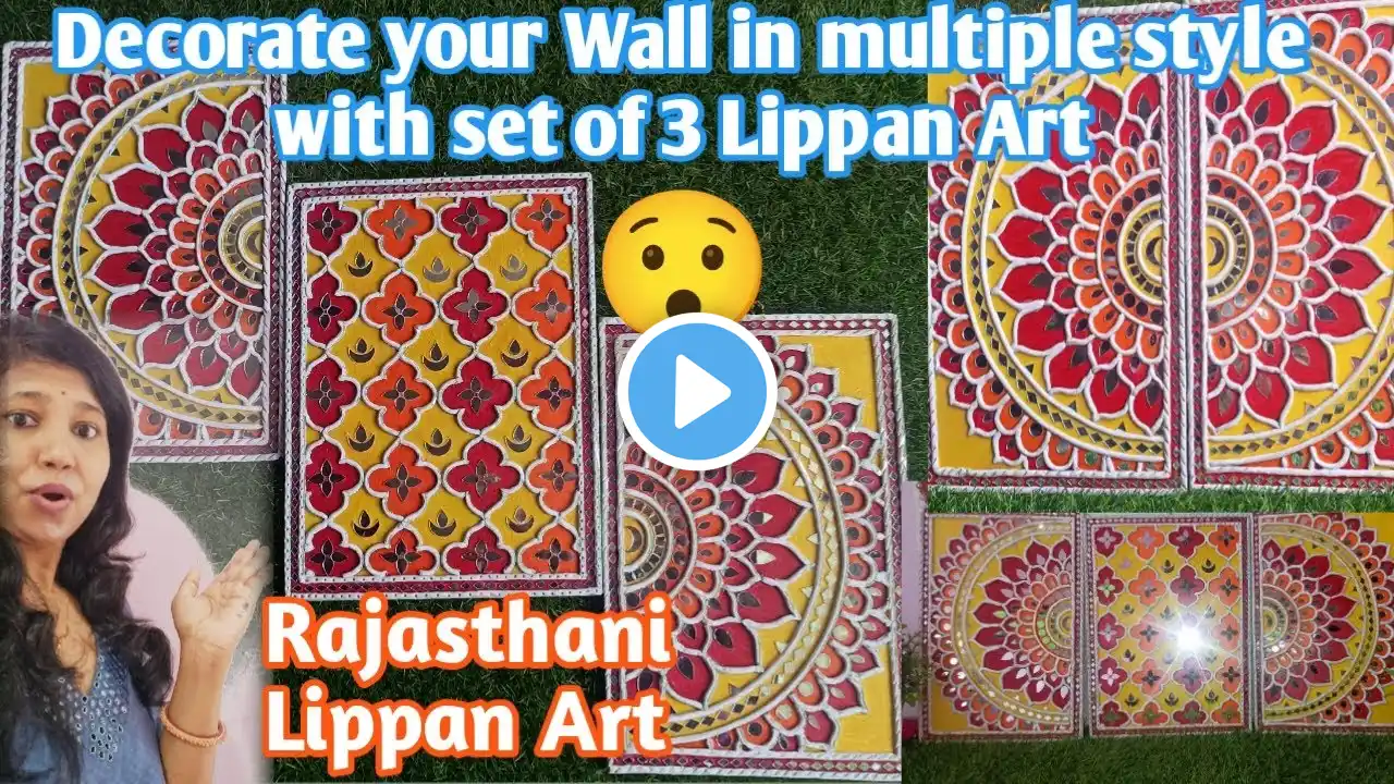 How to make Lippan art & mirror work/ Decorate your wall in different style with set of 3 Lippan art