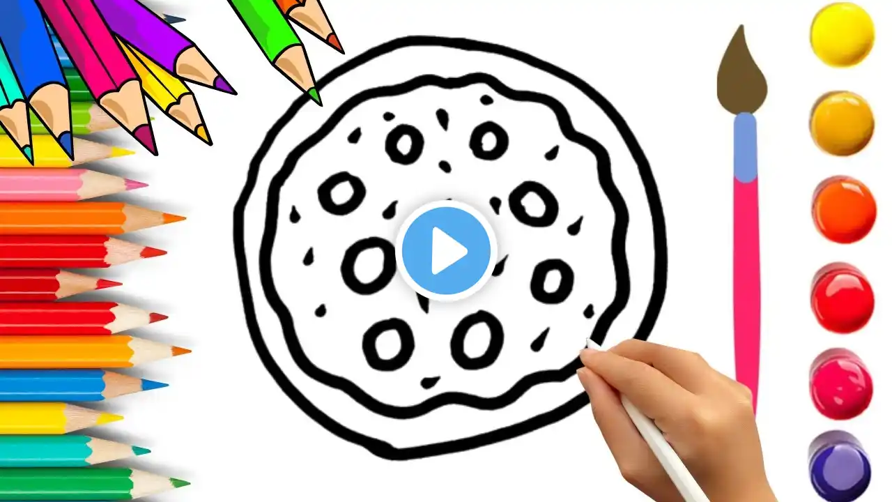 How To Draw cute pizza EASY Drawing, Painting & Coloring For Kids and Toddlers_🌈🎨